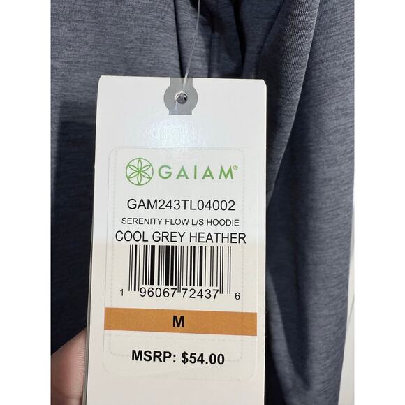 GAIAM Serenity Flow Long Sleeve Hoodie Cool Grey Heather, Men's Size M, NWT - Picture 7 of 7